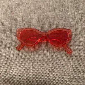 Tinted Red Chunky Cat Eye Sunglasses